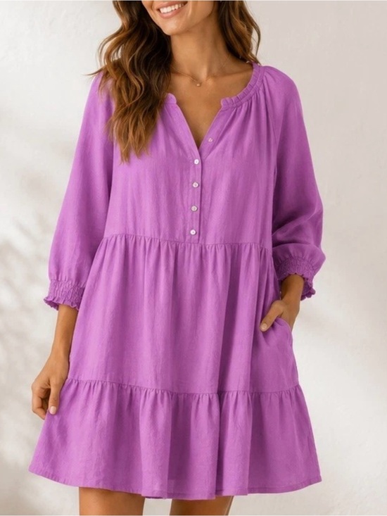 J. Jill Dresses & Skirts - J. Jill 100% Linen Purple Tiered Dress